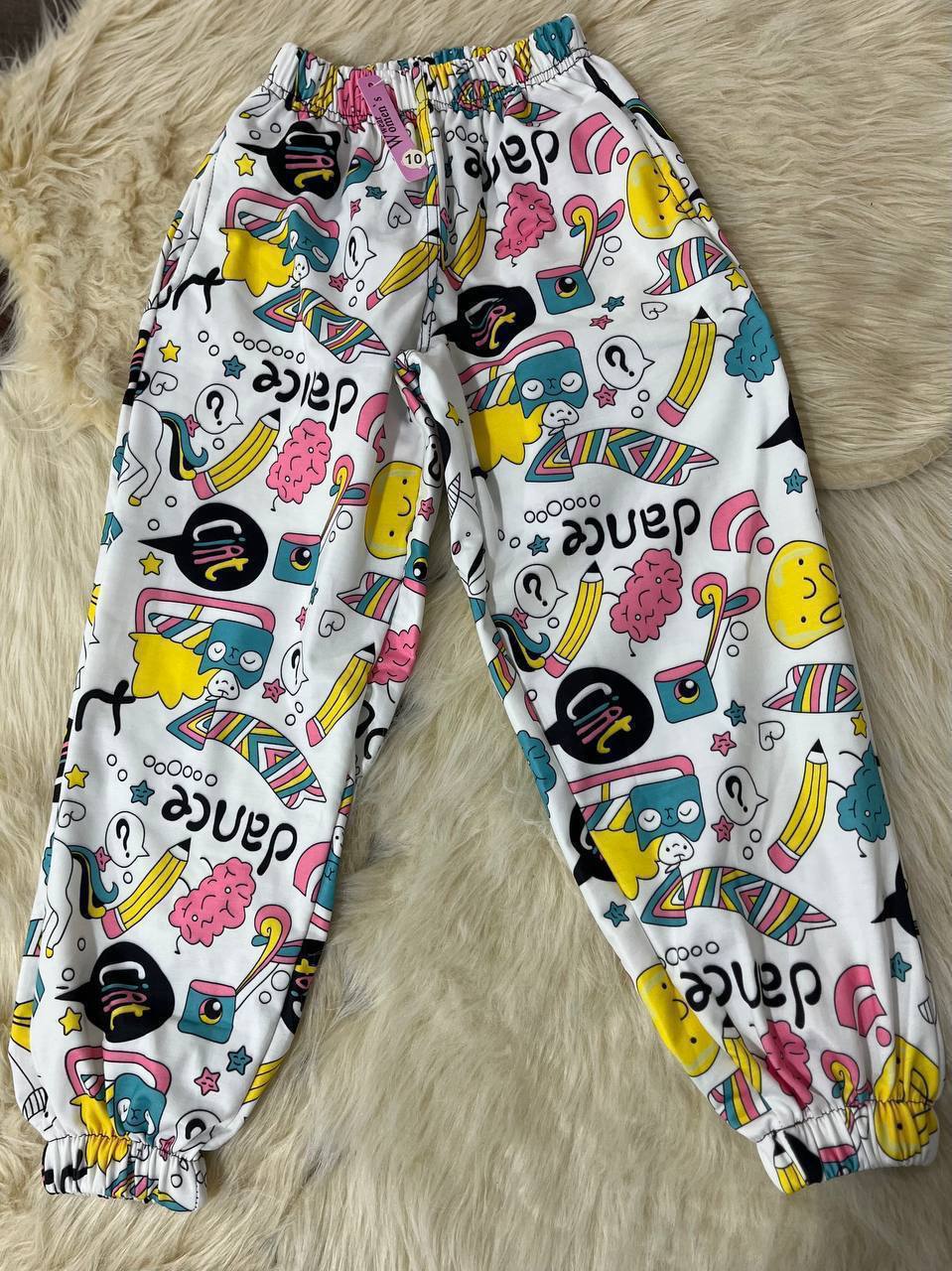 بنطلون رياضي قطني للأطفال - طبعات مرحة وقصة مريحة
