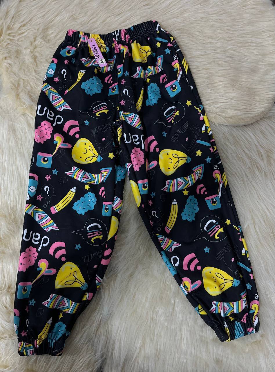 بنطلون رياضي قطني للأطفال - طبعات مرحة وقصة مريحة