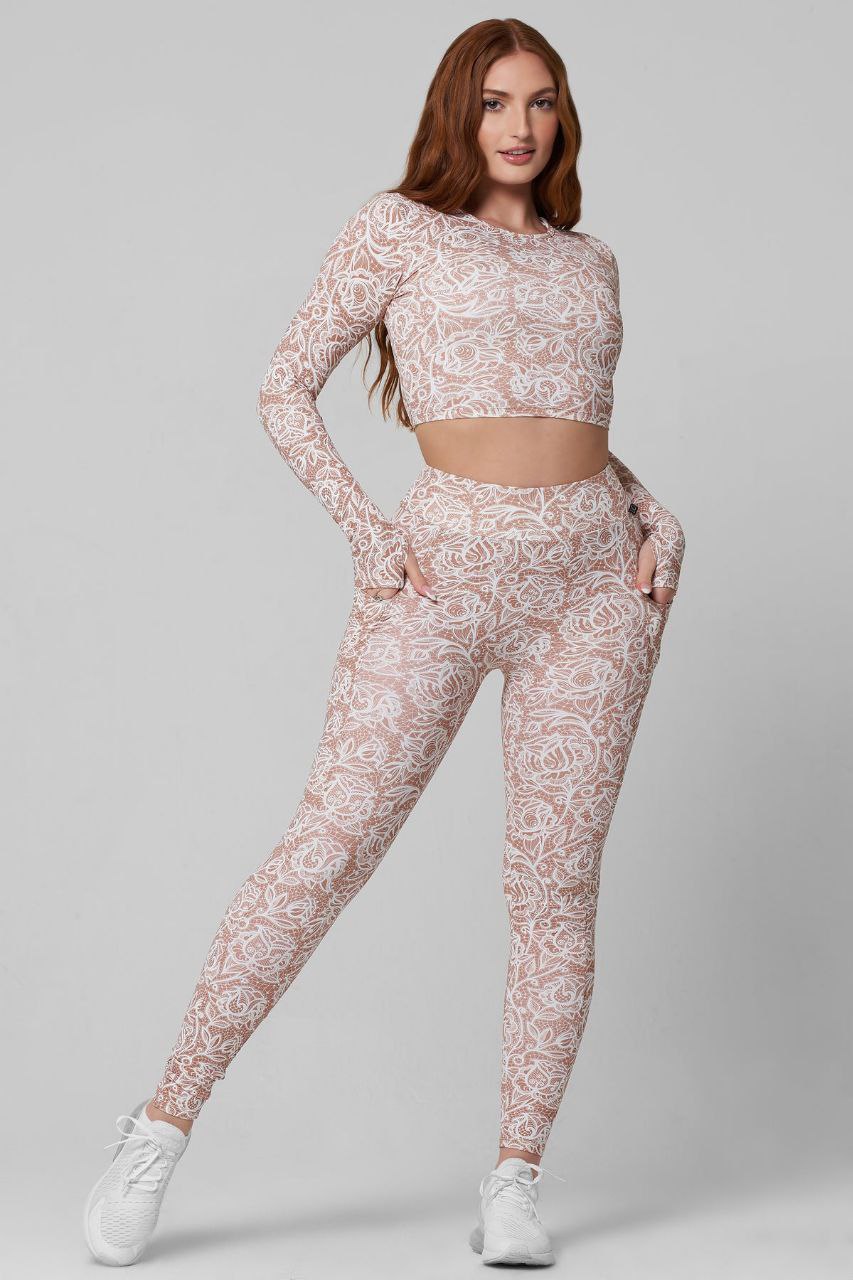 Rose White Printed 2-Piece Activewear Set